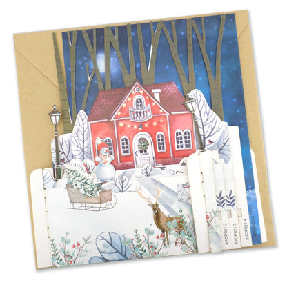 Festive Home Snowman & Sleigh 3D Pop Up Christmas Greeting Card