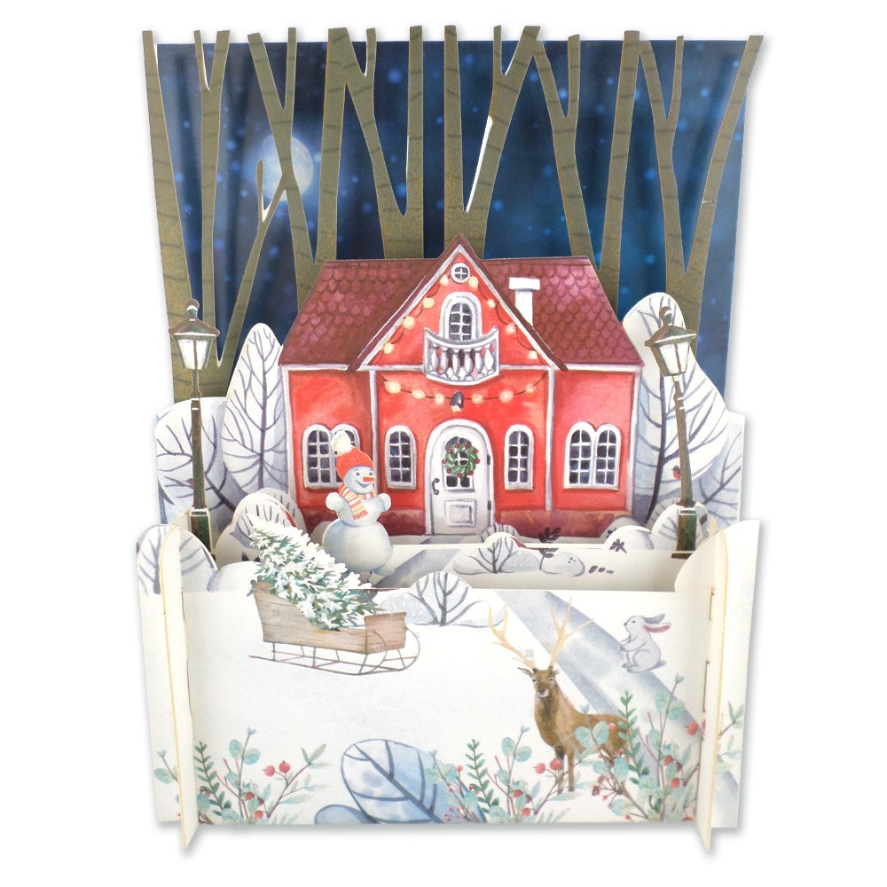 Festive Home Snowman & Sleigh 3D Pop Up Christmas Greeting Card