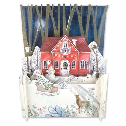 Festive Home Snowman & Sleigh 3D Pop Up Christmas Greeting Card