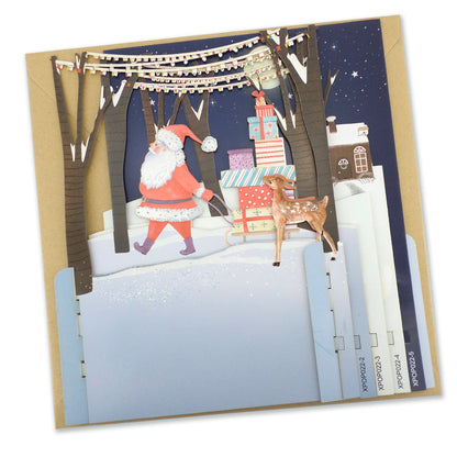 Santa Pulling His Festive Sleigh 3D Pop Up Christmas Greeting Card