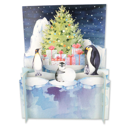 Festive Christmas Penguins 3D Pop Up Christmas Greeting Card