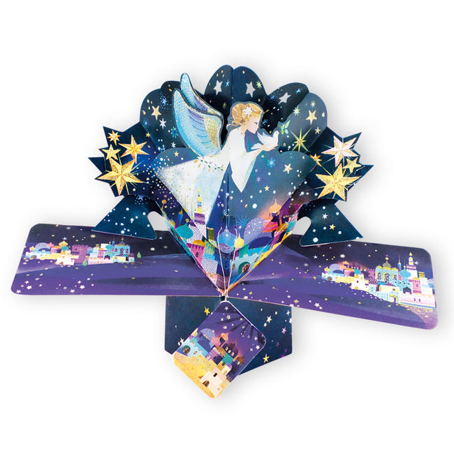 Carte De Noël Pop-up Ange 3D – Carte Chrétienne Nostalgique, Faite Main, 12x17,5 Cm, Avec Feuille De Note - 1