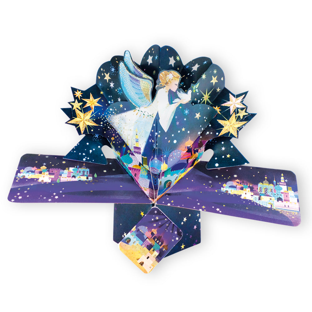Carte De Noël Pop-up Ange 3D – Carte Chrétienne Nostalgique, Faite Main, 12x17,5 Cm, Avec Feuille De Note