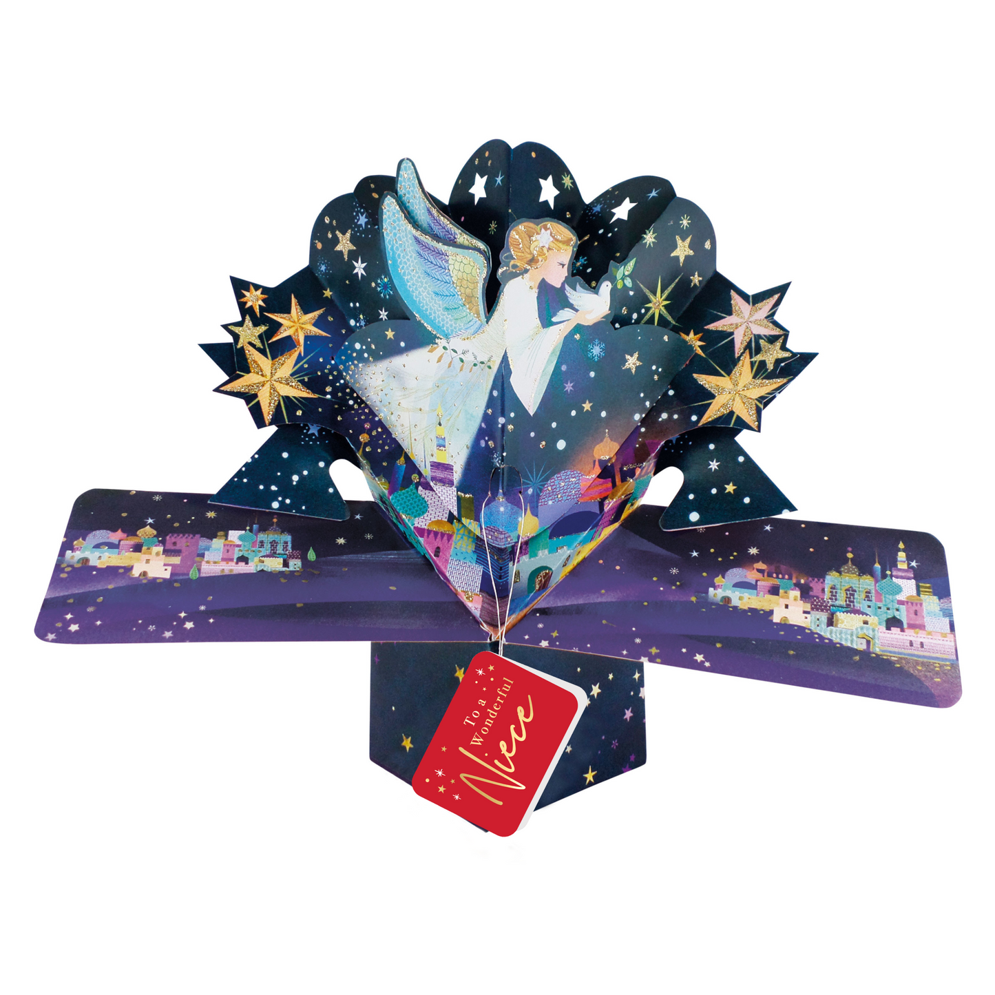 Niece Christmas Card 3D Angel Pop Up Christmas Card