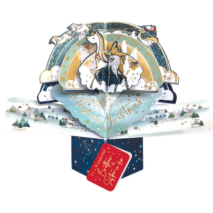 Brother & Sister-In-Law Christmas Card 3D Unicorn Pop Up Christmas Card