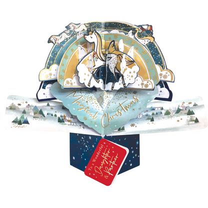 Daughter & Partner Christmas Card 3D Unicorn Pop Up Christmas Card