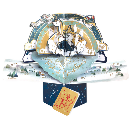 Granddaughter's 1st Christmas Card 3D Unicorn Pop Up Christmas Card