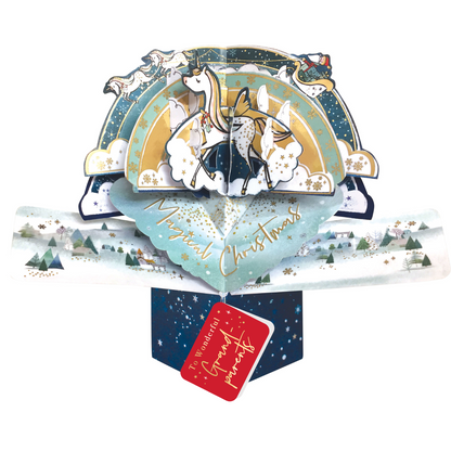 Grandparents Christmas Card 3D Unicorn Pop Up Christmas Card