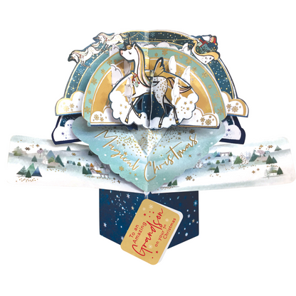 Grandson's 1st Christmas Card 3D Unicorn Pop Up Christmas Card