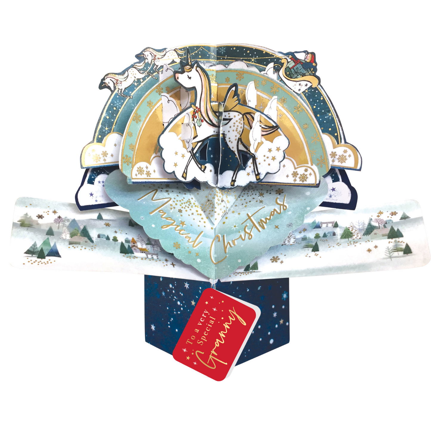 Granny Christmas Card 3D Unicorn Pop Up Christmas Card