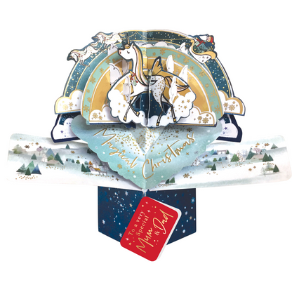 Mum & Dad Christmas Card 3D Unicorn Pop Up Christmas Card