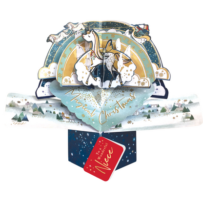 Niece Christmas Card 3D Unicorn Pop Up Christmas Card