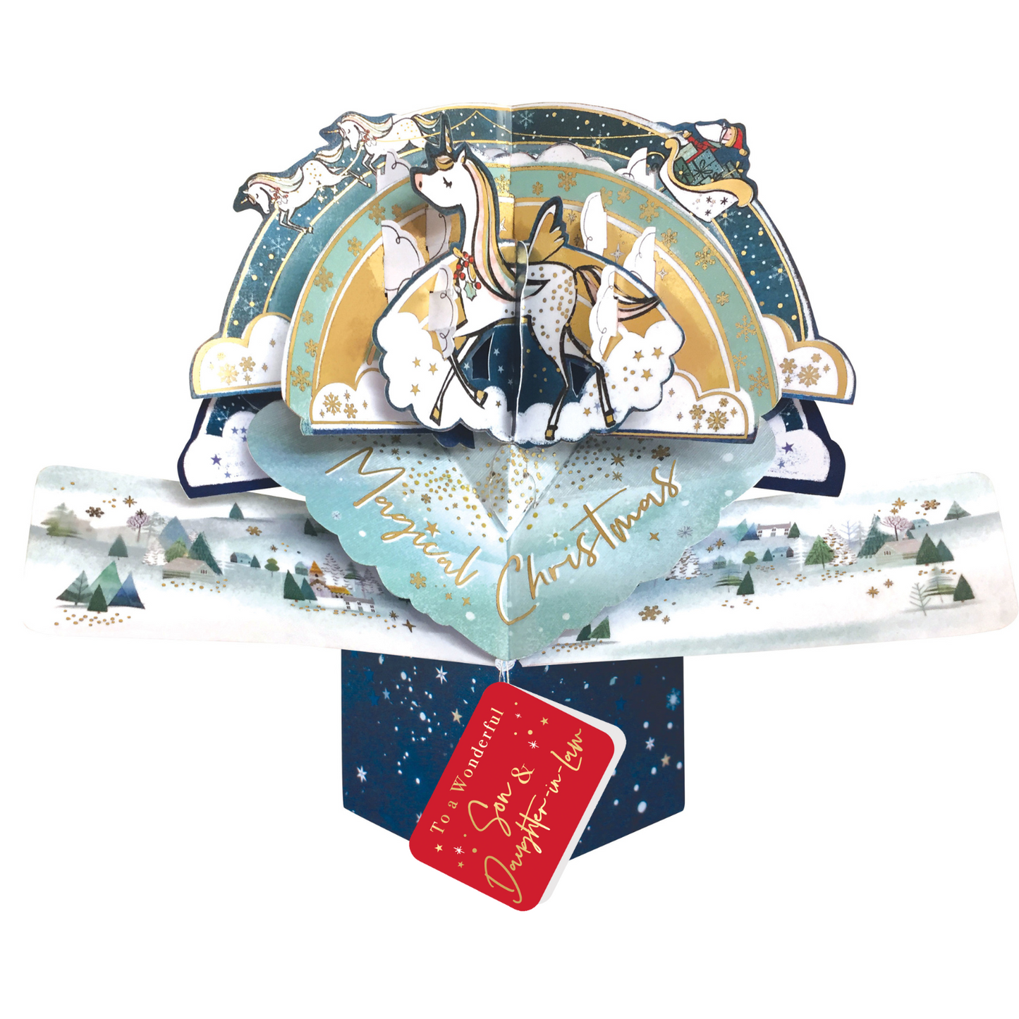 Son & Daughter-In-Law Christmas Card 3D Unicorn Pop Up Christmas Card