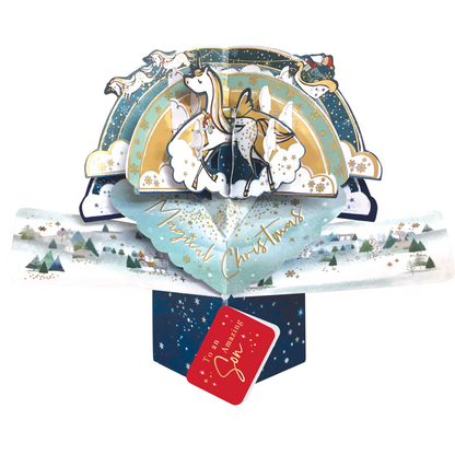 Son Christmas Card 3D Unicorn Pop Up Christmas Card