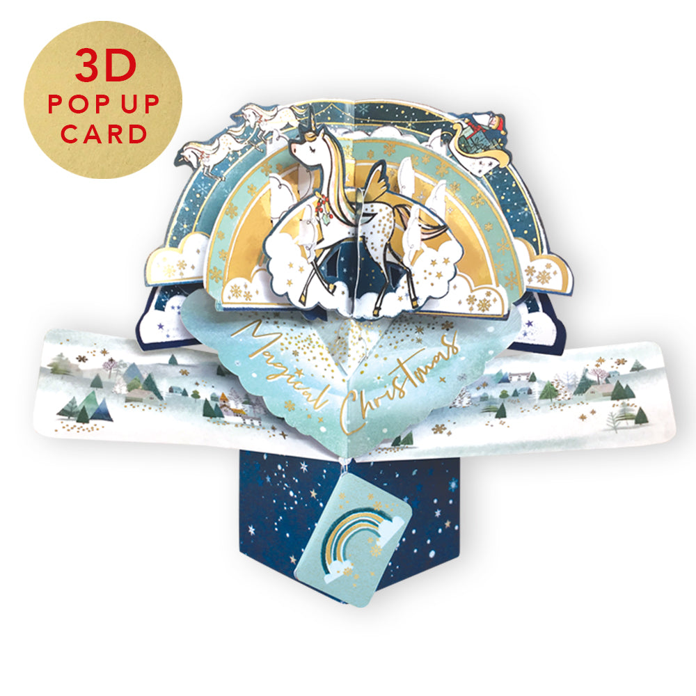 Magical Unicorn Pop Up Christmas Greeting Card