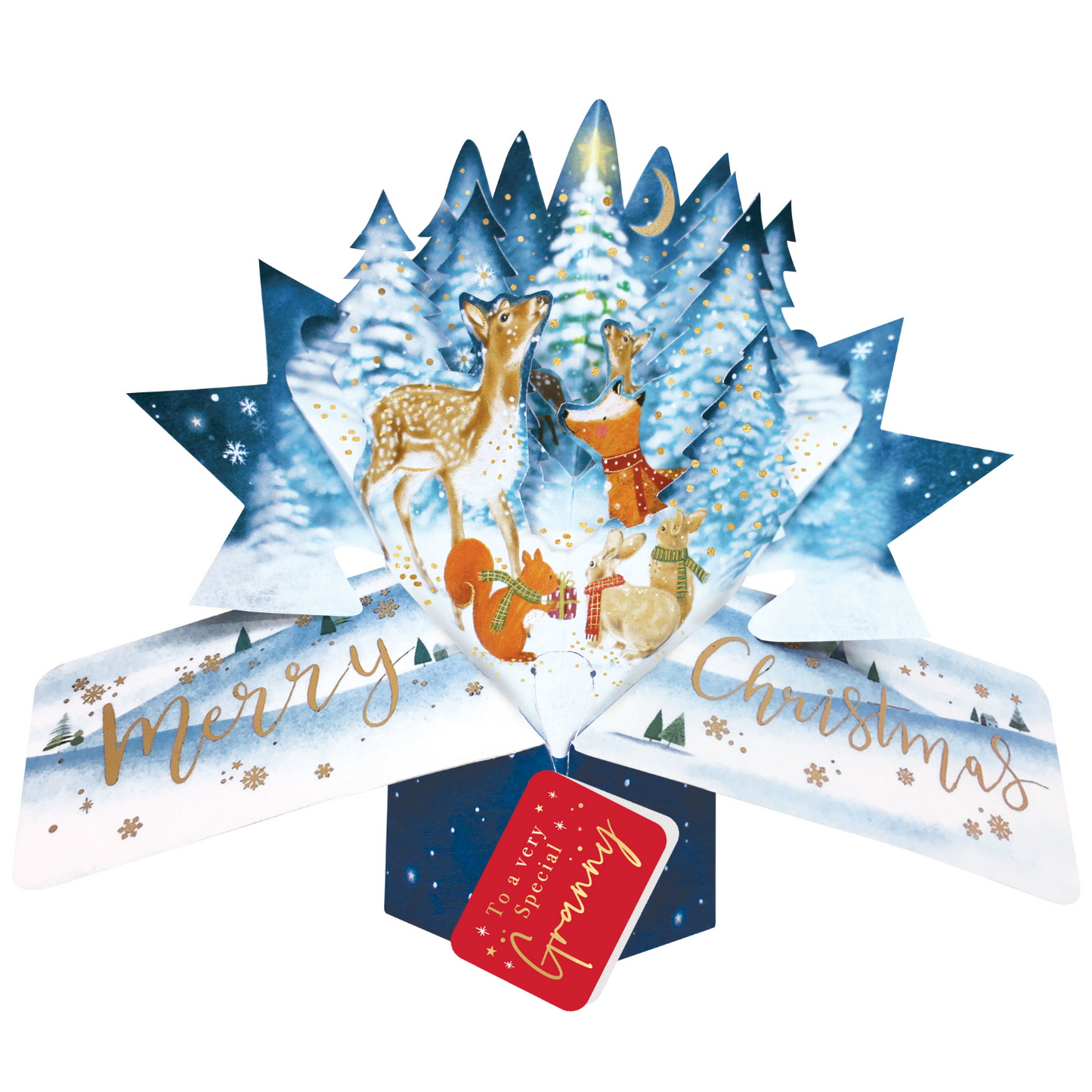 Granny Christmas Card 3D Woodland Animals Pop Up Christmas Card