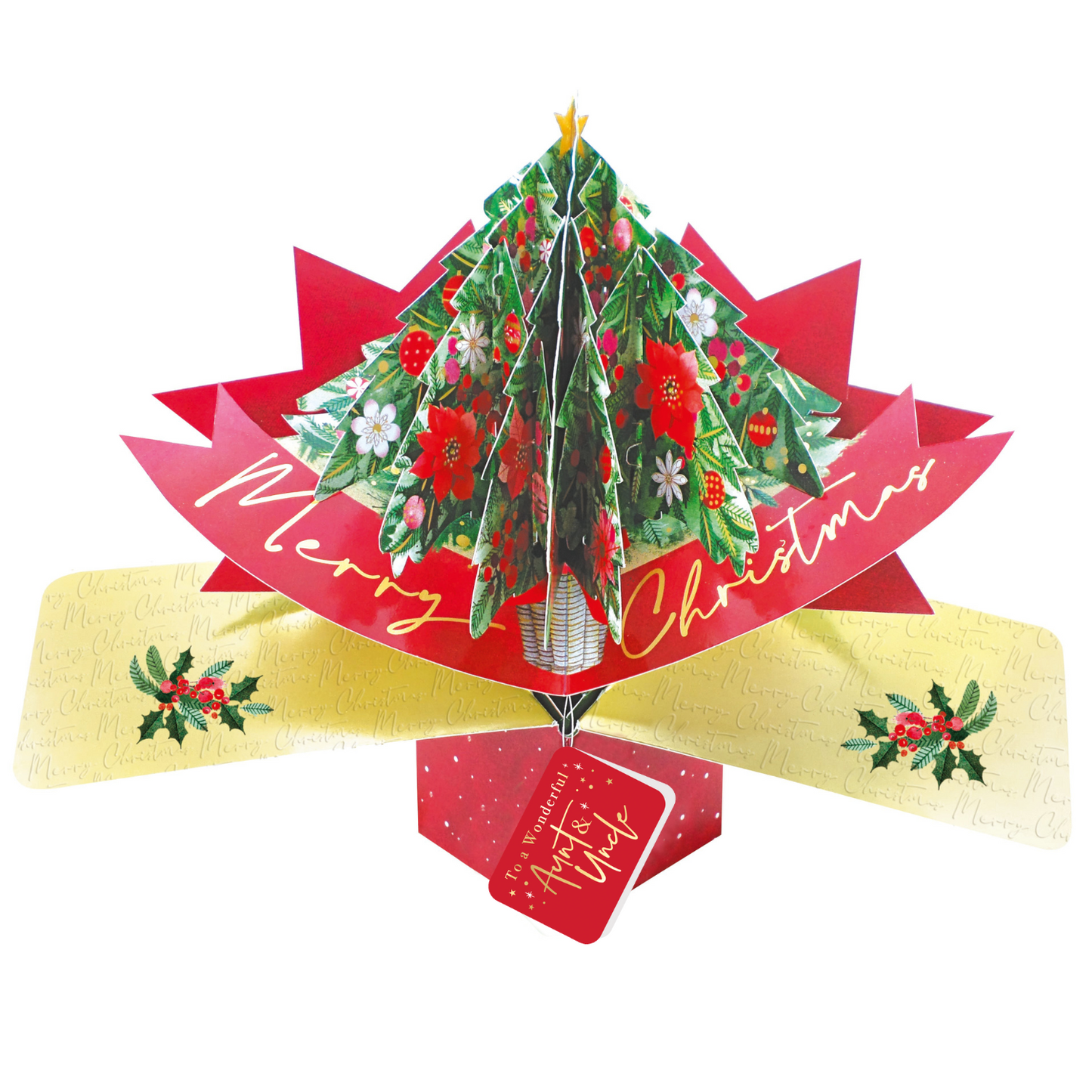 Aunt & Uncle Christmas Card 3D Xmas Tree Pop Up Christmas Card