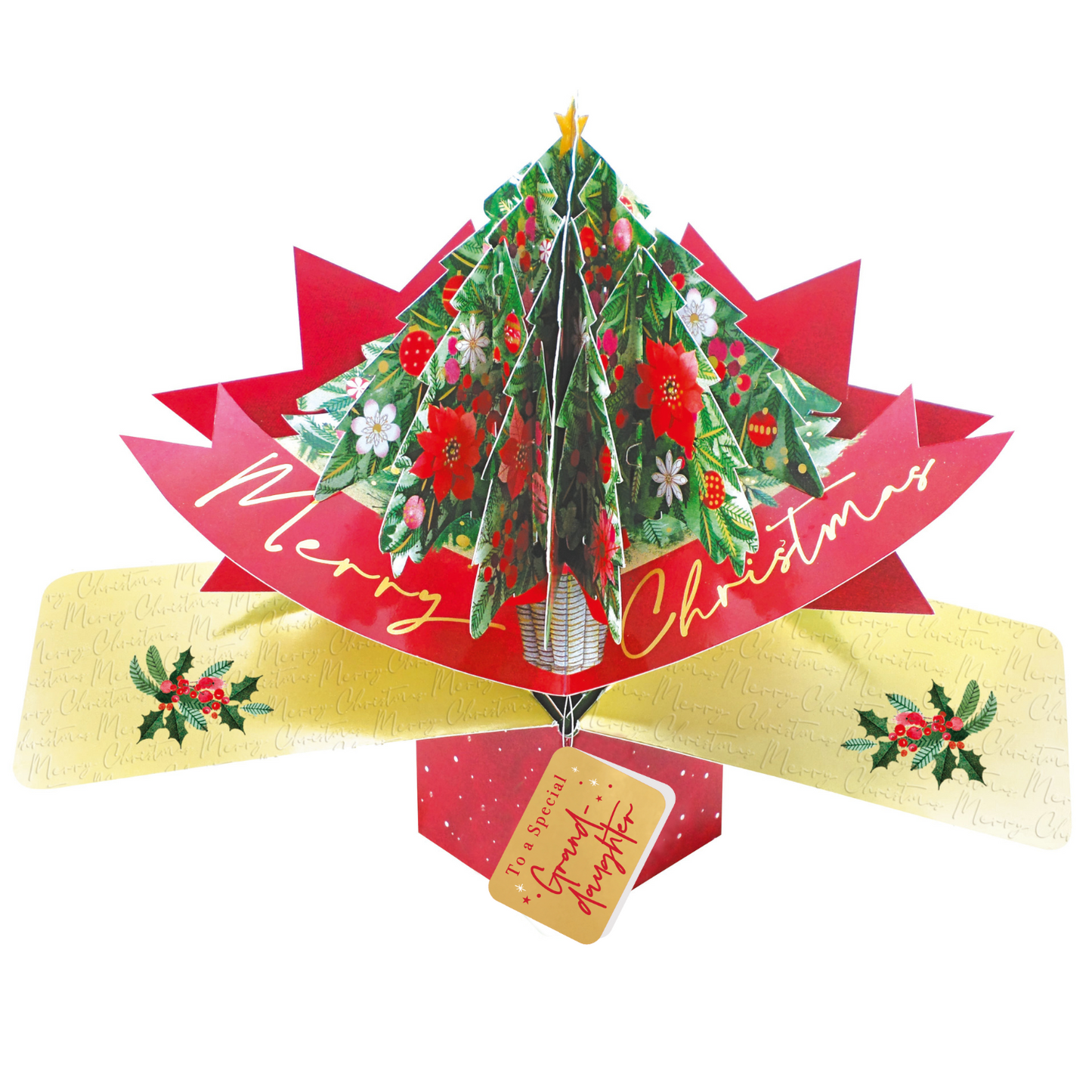 Granddaughter Christmas Card 3D Xmas Tree Pop Up Christmas Card
