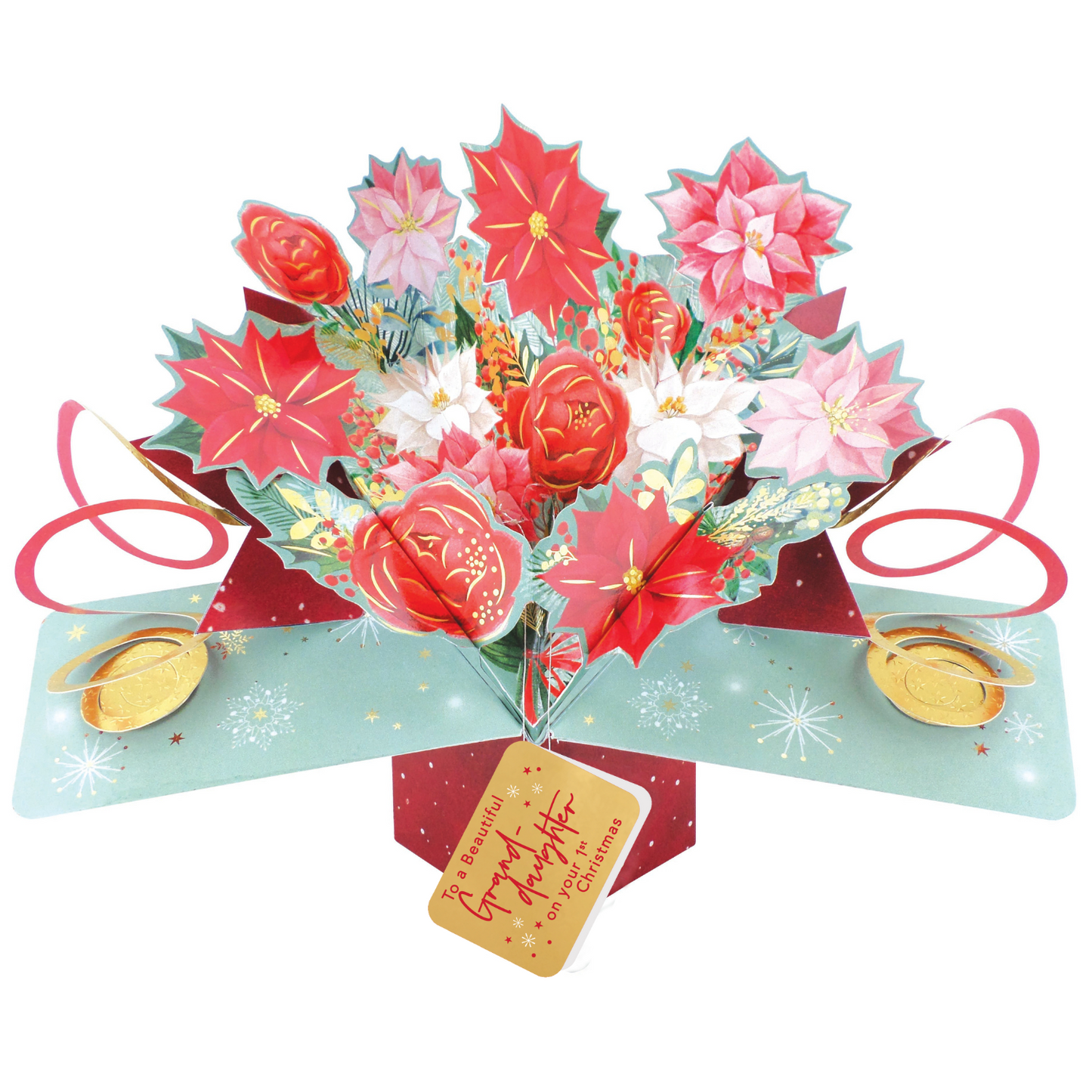 Granddaughter's 1st Christmas Card 3D Festive Bouquet Pop Up Christmas Card
