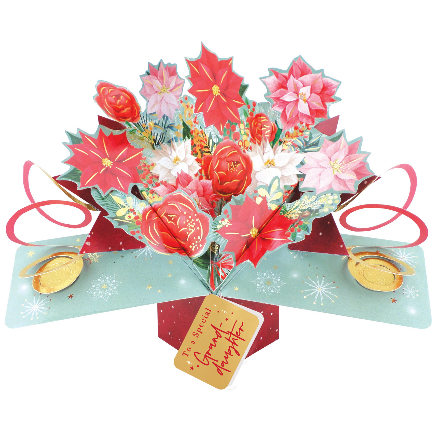 Granddaughter Christmas Card 3D Festive Bouquet Pop Up Christmas Card