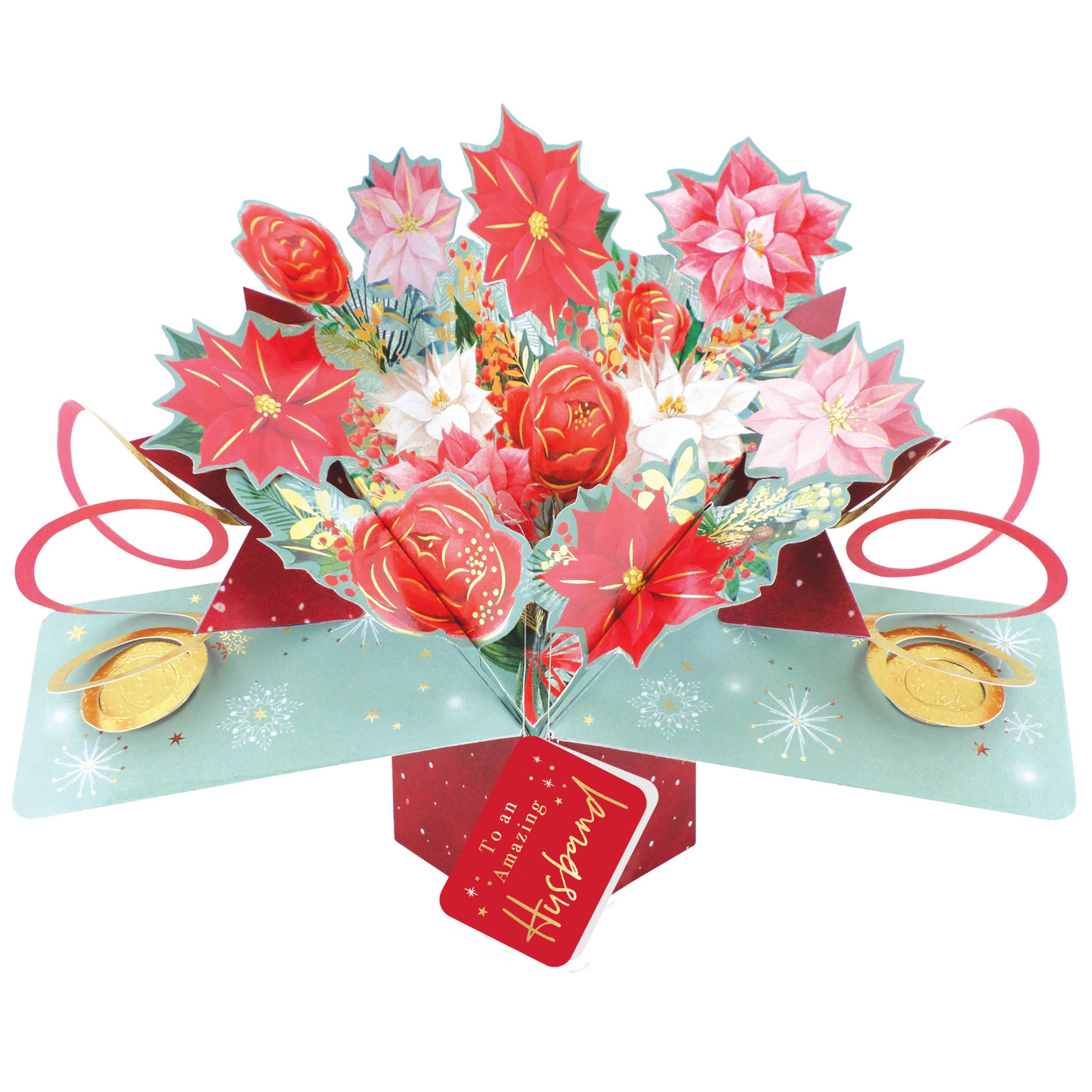 Husband Christmas Card 3D Festive Bouquet Pop Up Christmas Card