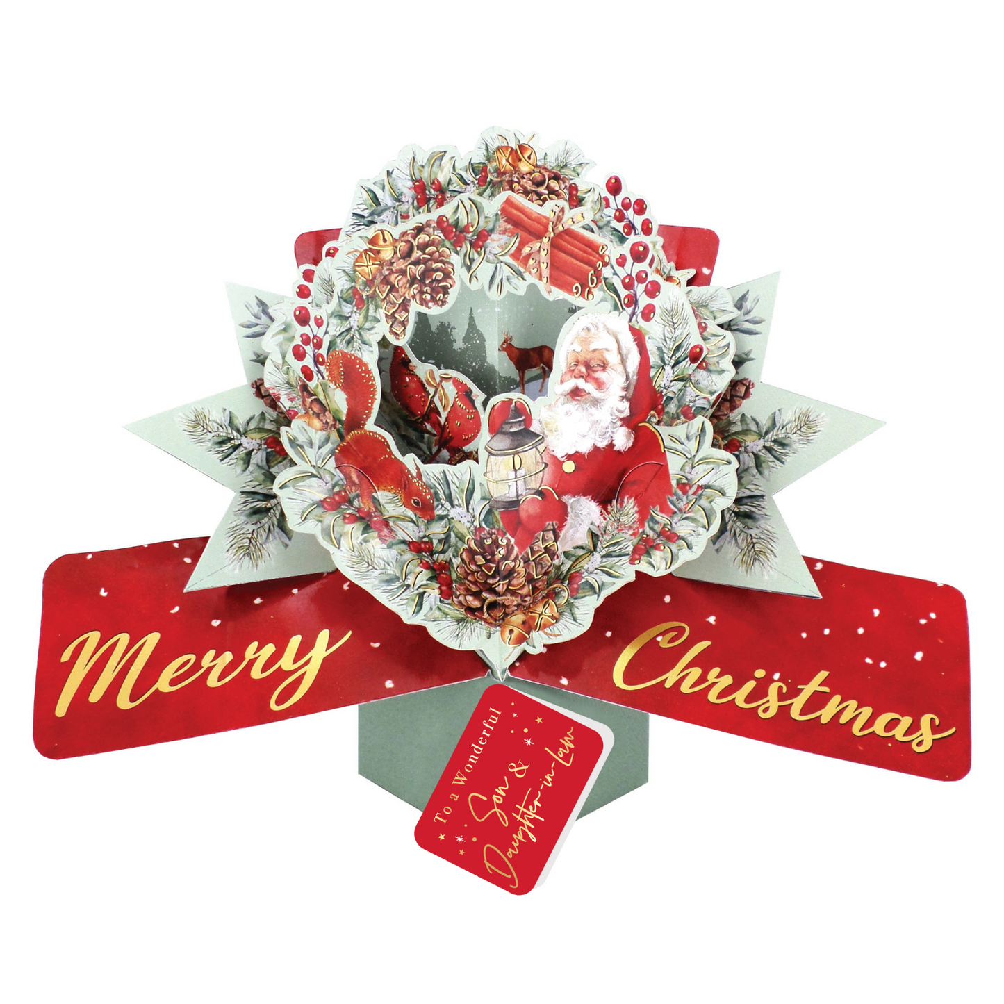 Son & Daughter-In-Law Christmas Card 3D Santa Claus Pop Up Christmas Card