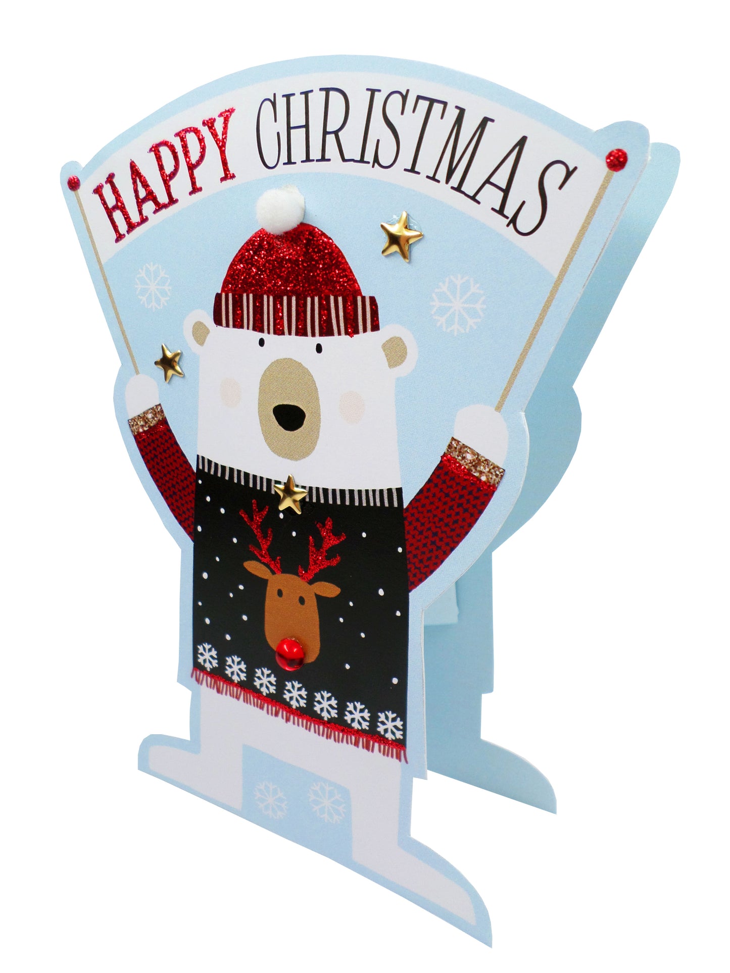 Christmas Bear 3D Paper Dazzle Christmas Greeting Card