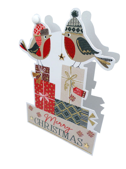 Christmas Robin 3D Paper Dazzle Christmas Greeting Card