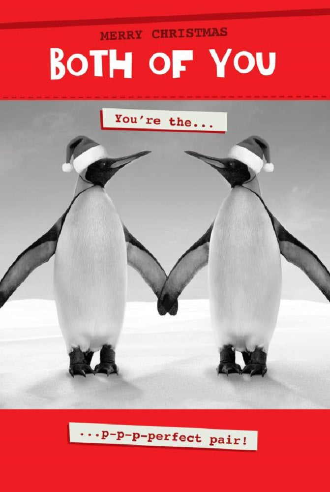 Both Of You Perfect Penguins Funny Christmas Card