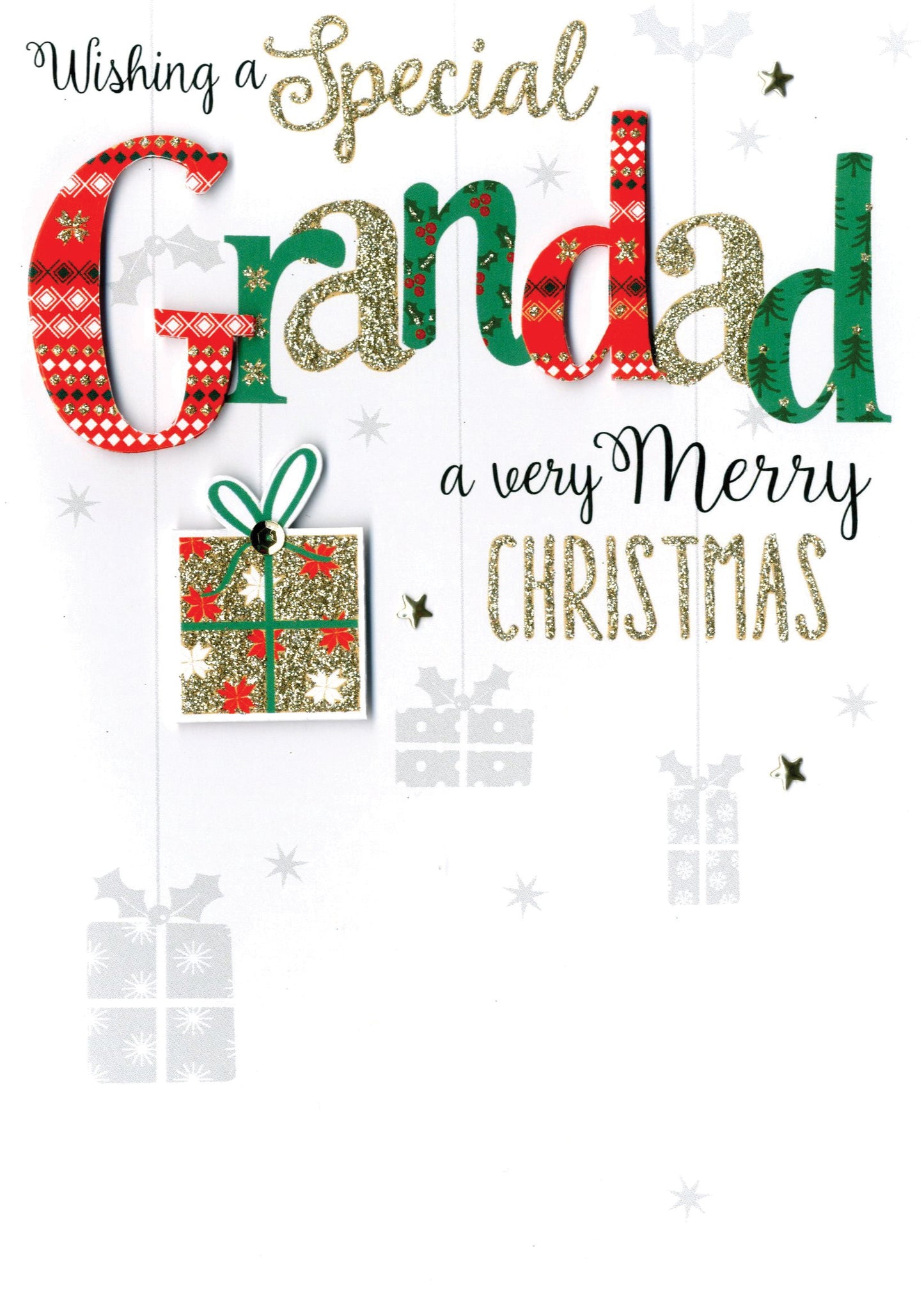 Grandad Embellished Hand-Finished Christmas Card