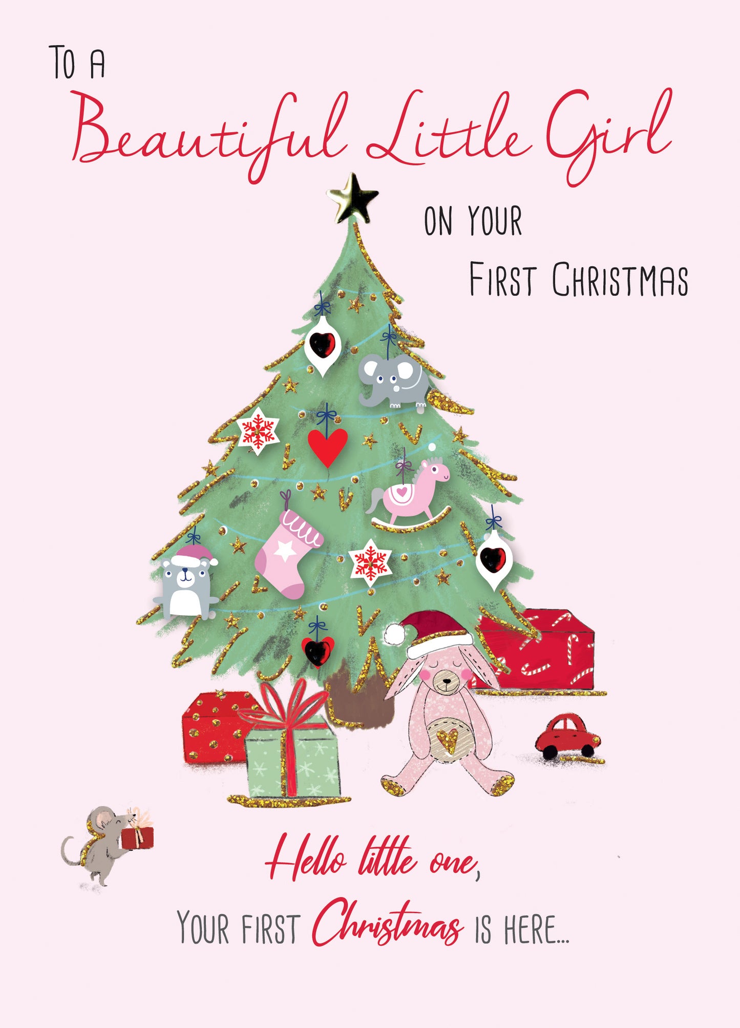 Little Girl First Christmas Embellished Christmas Card