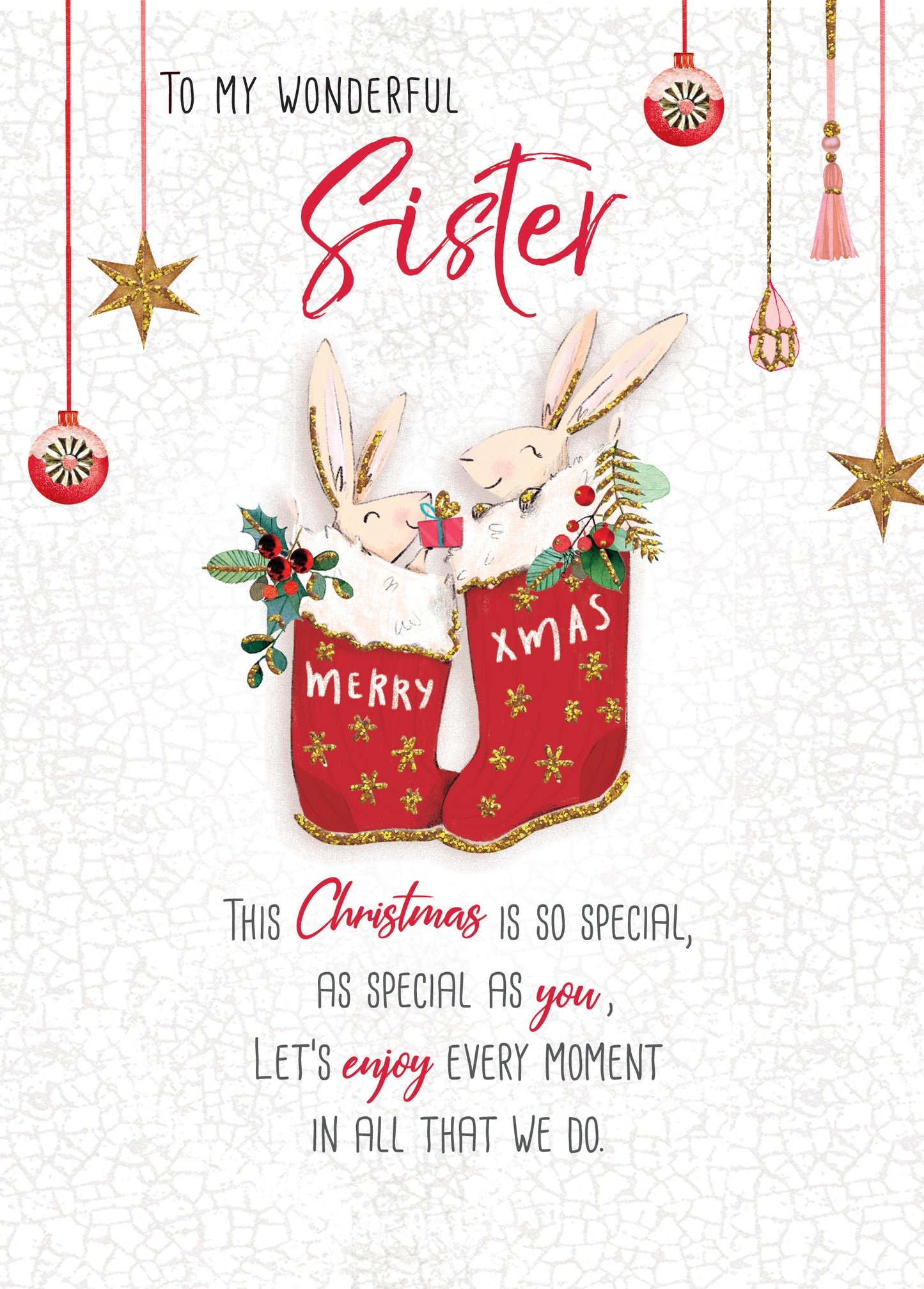 Wonderful Sister Embellished Christmas Card