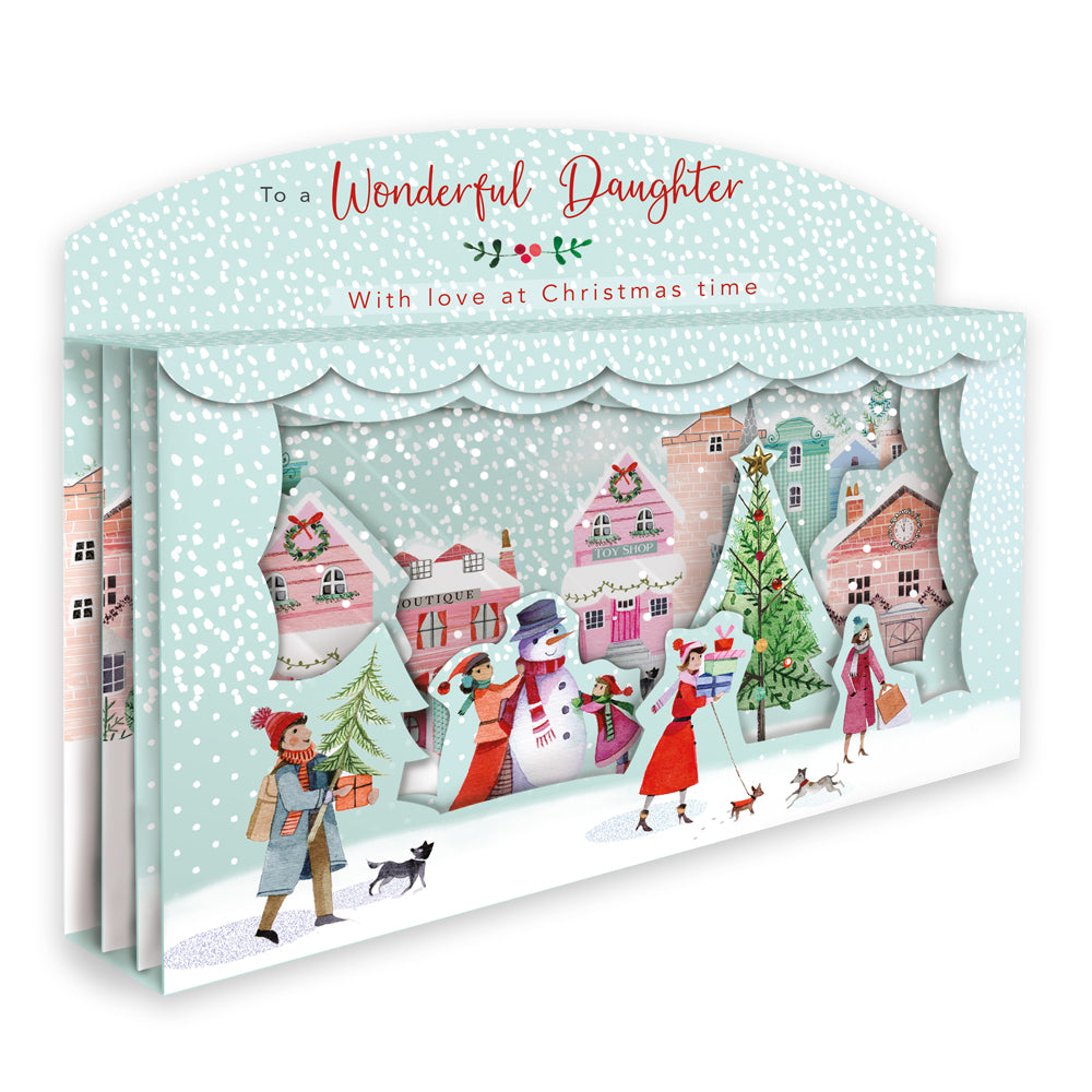 Wonderful Daughter Spectacular 3D Street Scene Christmas Card