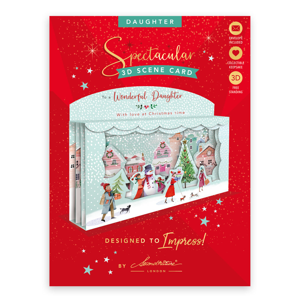 Wonderful Daughter Spectacular 3D Street Scene Christmas Card