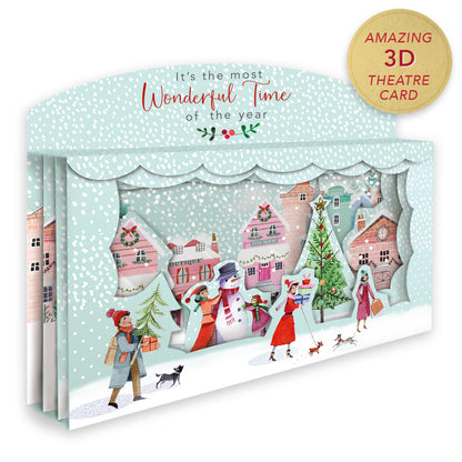 Most Wonderful Time Spectacular 3D Street Scene Christmas Card