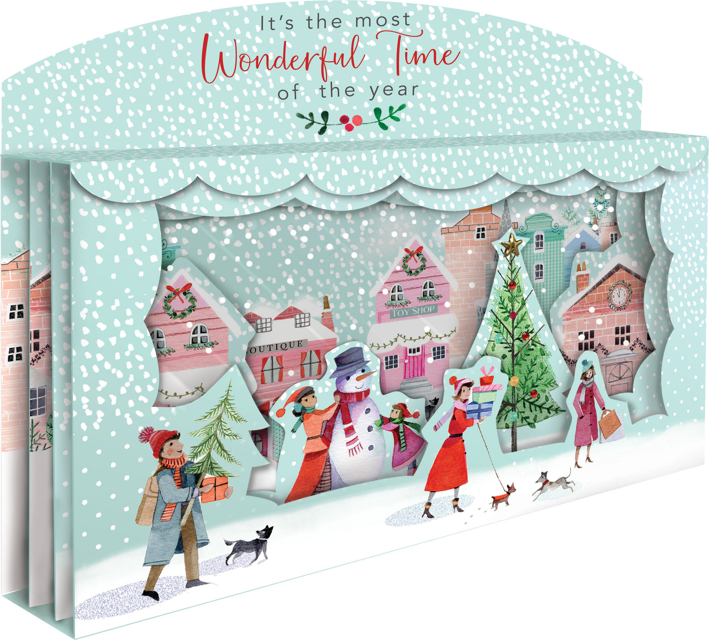 Most Wonderful Time Spectacular 3D Street Scene Christmas Card