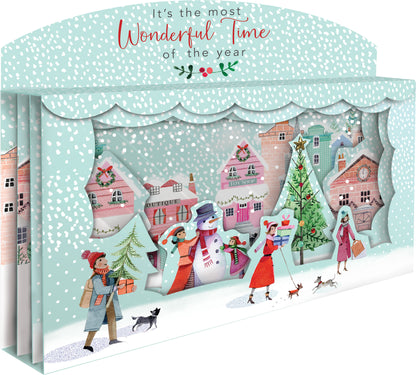 Most Wonderful Time Spectacular 3D Street Scene Christmas Card