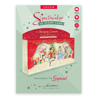 Amazing Cousin Spectacular 3D Nutcracker Scene Christmas Card