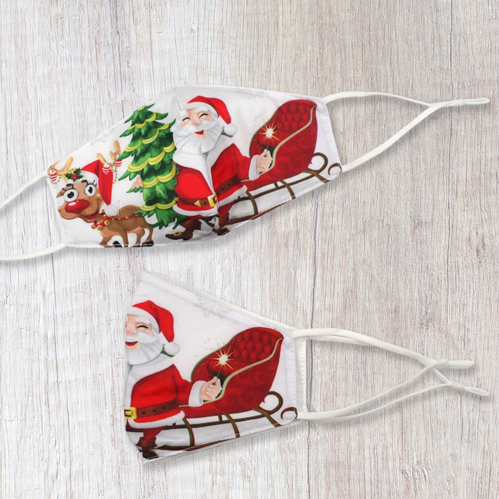 Xmas Novelty Fun Santa & Reindeer Face Mask Durable & Reusable