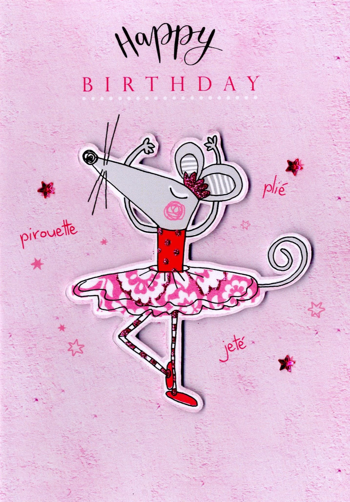 Ballet Mouse Happy Birthday Greeting Card