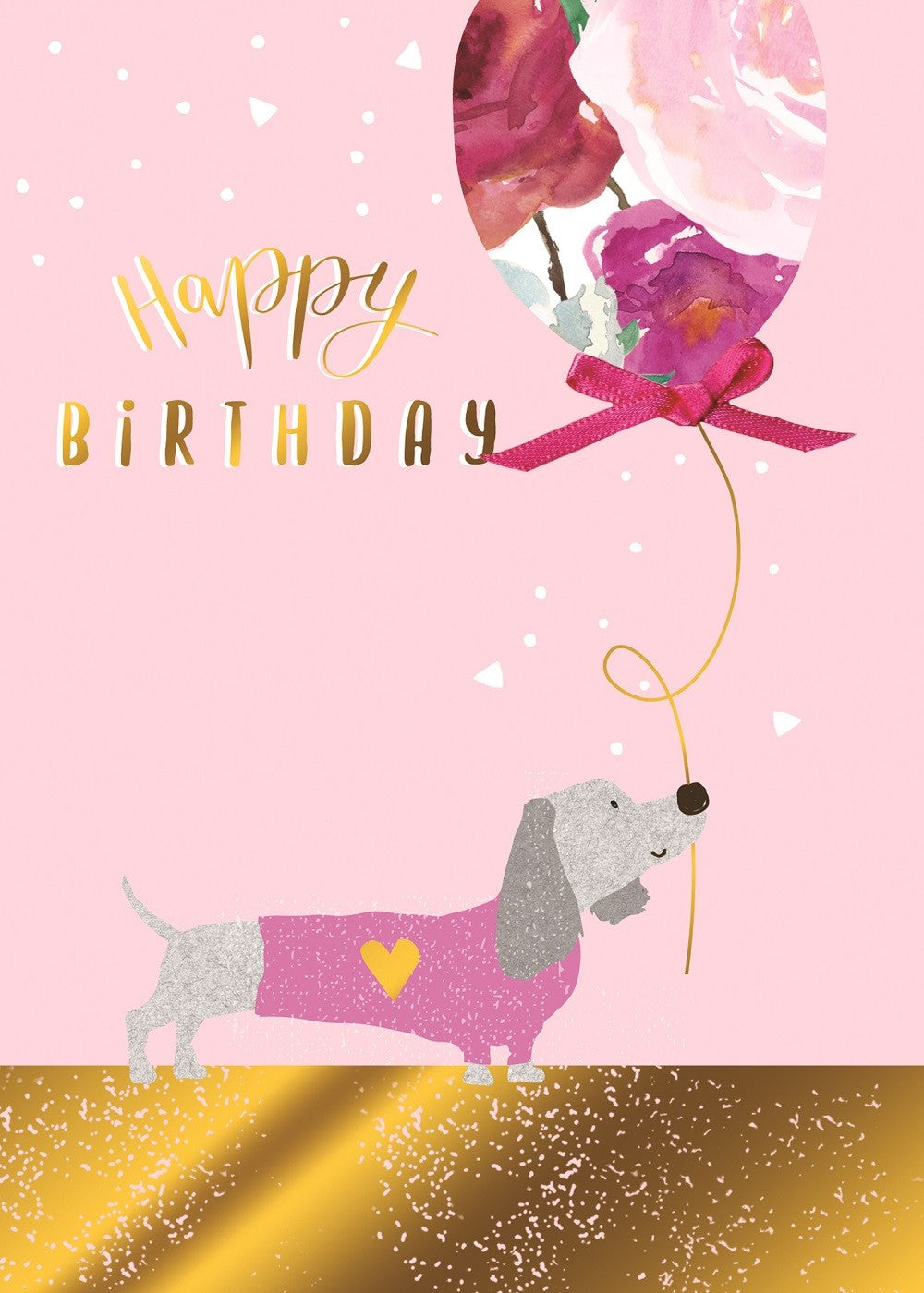 Sausage Dog & Balloon Birthday Greeting Card