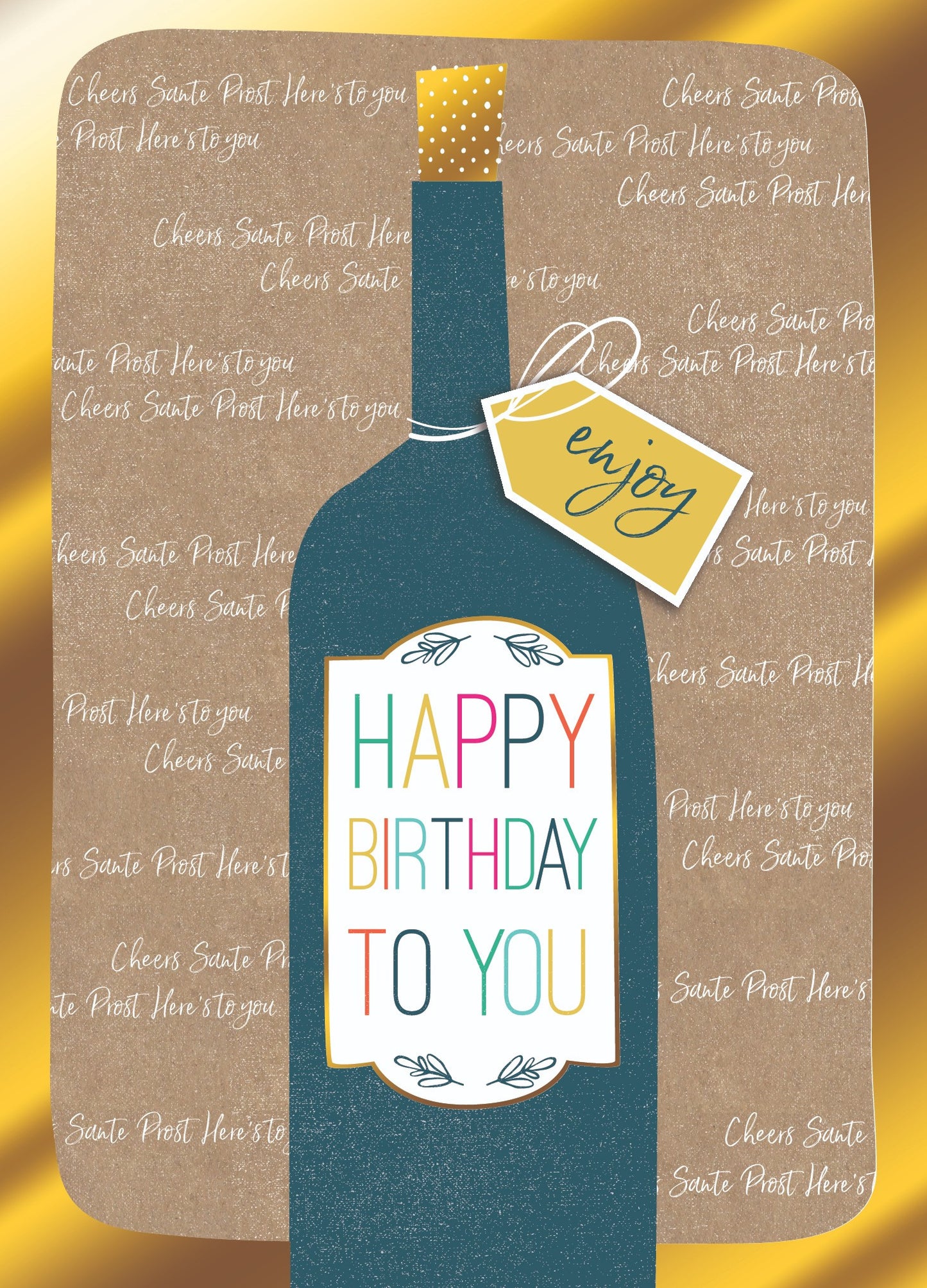 Wine Bottle Happy Birthday Greeting Card