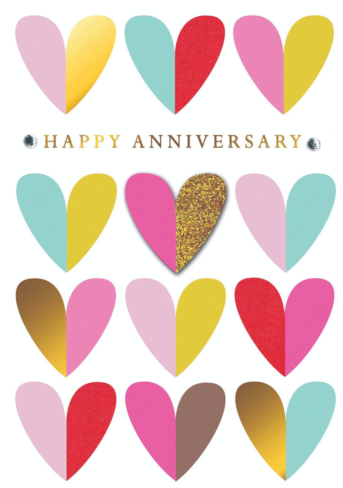 Colourful Hearts Happy Anniversary Greeting Card