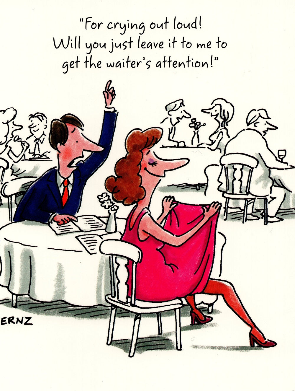 Waiter's Attention Funny Birthday Greeting Card