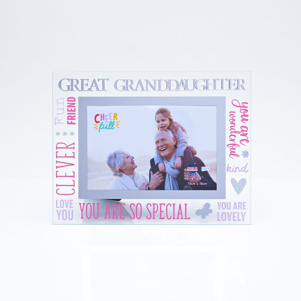 Great Granddaughter Photo Frame Freestanding Cheerfull Glass 6" X 4" Photo Frame