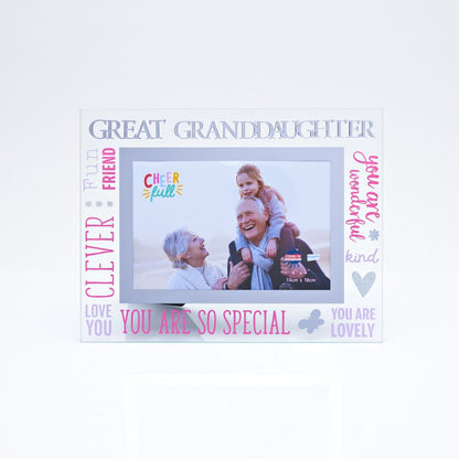 Great Granddaughter Photo Frame Freestanding Cheerfull Glass 6" X 4" Photo Frame
