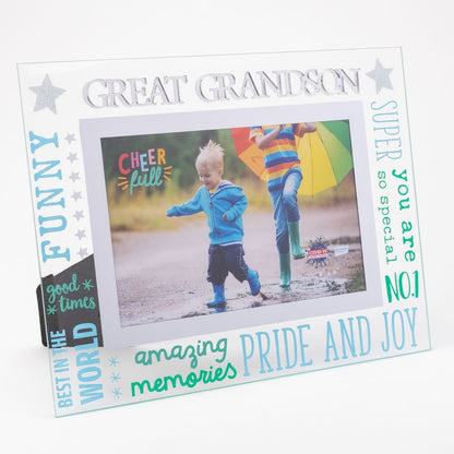 Great Grandson Photo Frame Freestanding Cheerfull Glass 6" X 4" Photo Frame