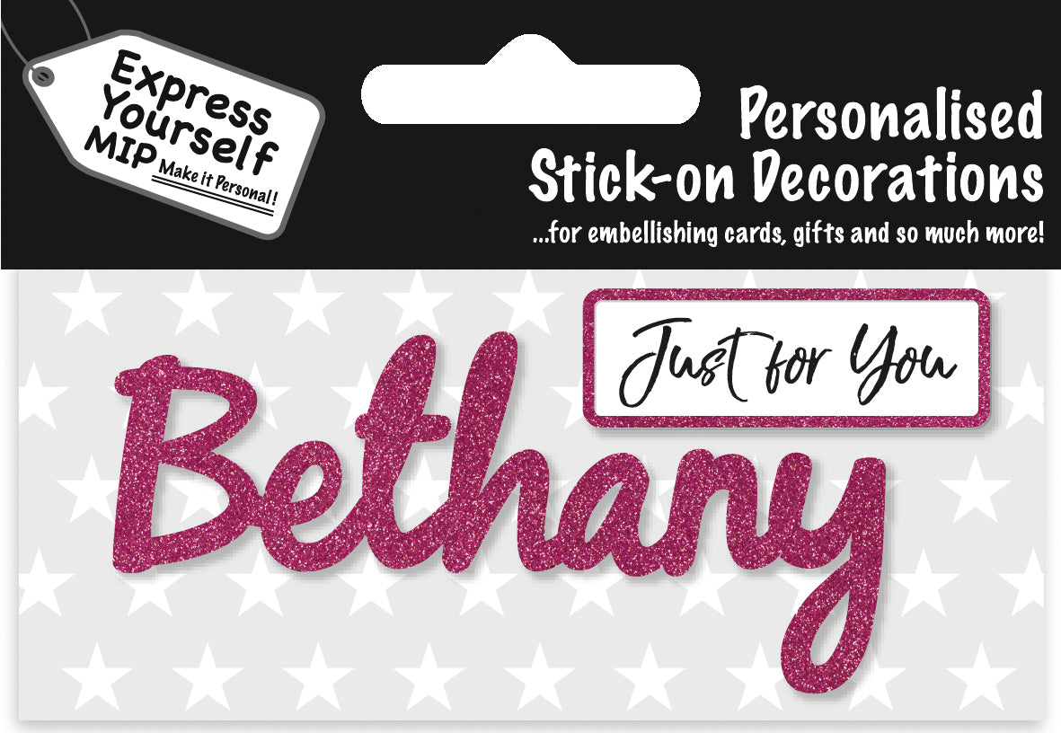 Bethany Pink Name Sticker DIY Greeting Card Toppers