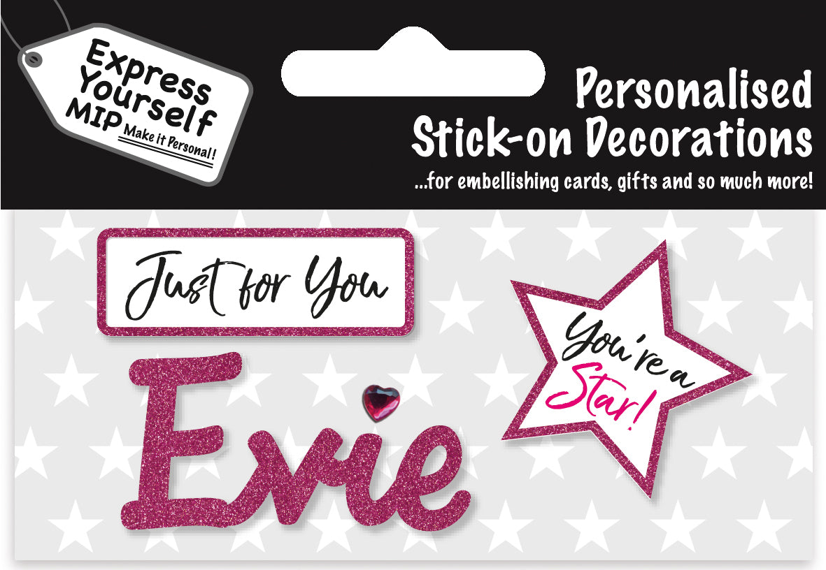 Evie Pink Name Sticker DIY Greeting Card Toppers