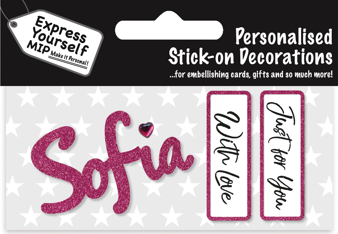 Sofia Pink Name Sticker DIY Greeting Card Toppers